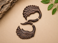 Handcrafted Wooden Angel Wing Ear Gauge Earrings