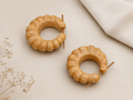 Handcrafted Wooden Lotus Hoop Ear Gauge Earrings