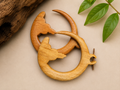 Handcrafted Wooden Crescent Moon Spiral Earrings