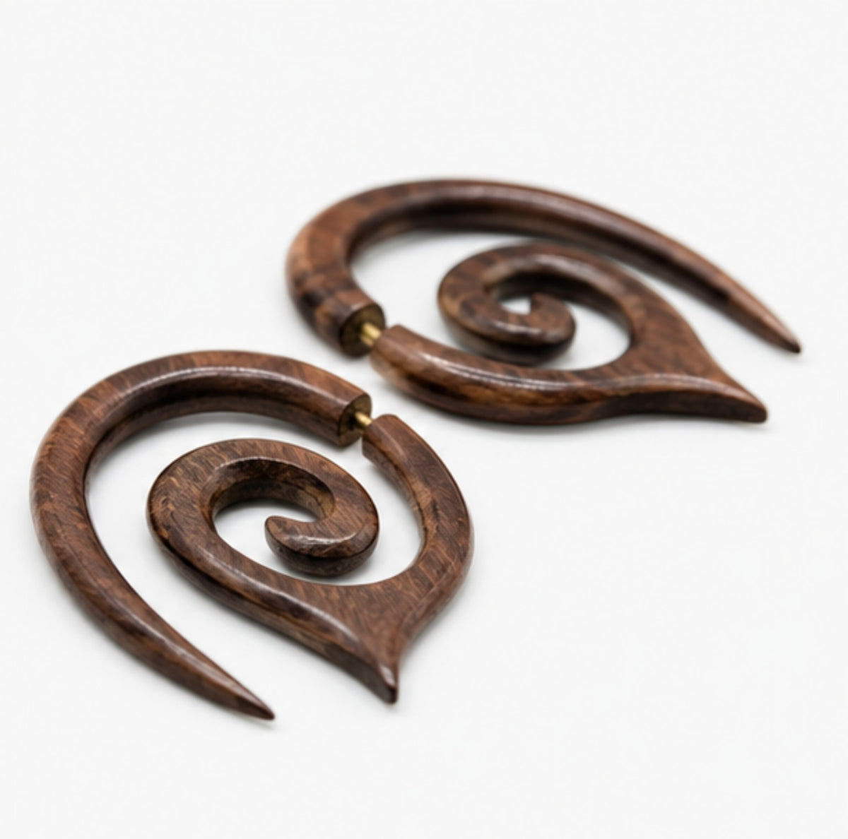 Handcrafted Wooden Spiral Ear Gauge Earrings