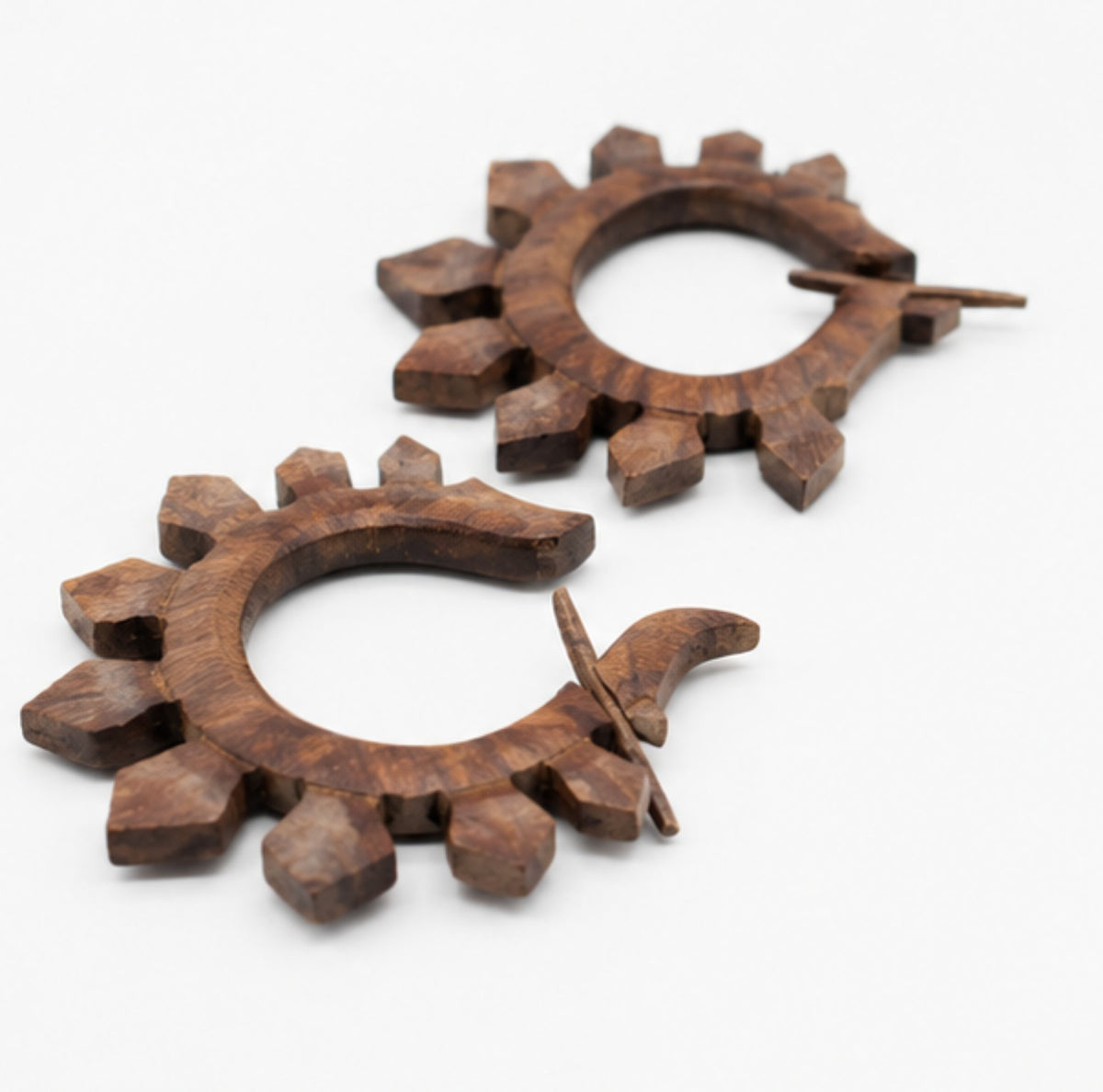Handcrafted Wooden Gear Wheel Ear Gauge Earring