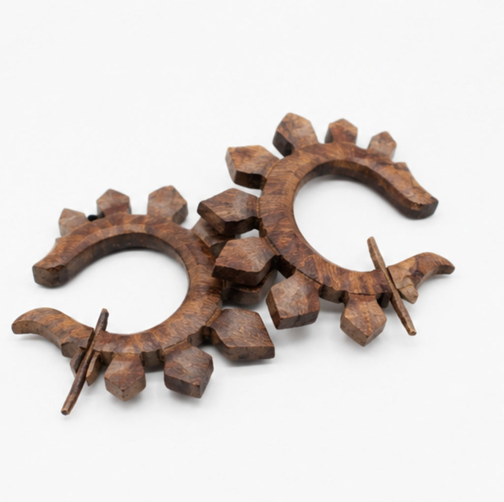 Handcrafted Wooden Gear Wheel Ear Gauge Earring