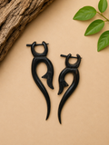 Handcrafted Wooden Tribal Fang Ear Gauge Earrings