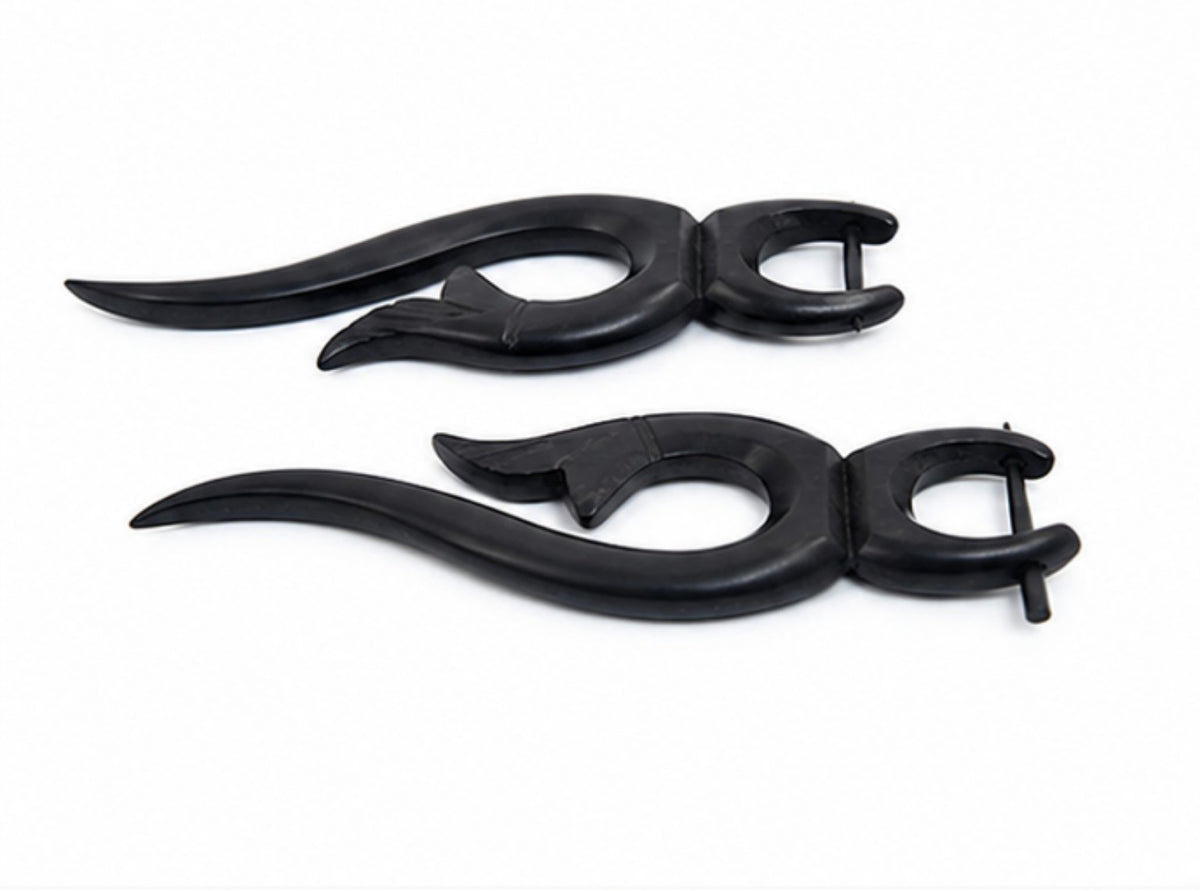 Handcrafted Wooden Tribal Fang Ear Gauge Earrings
