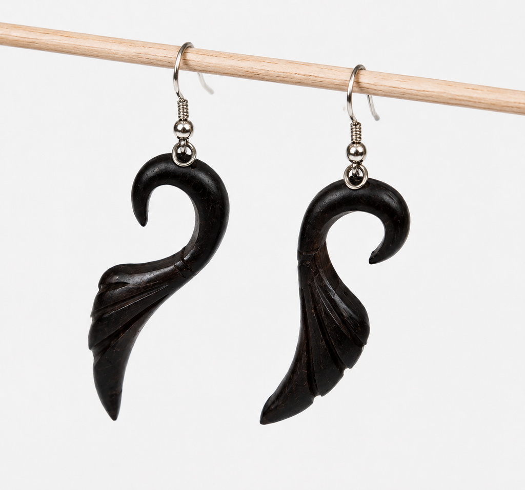 Handcarved Wooden Earrings