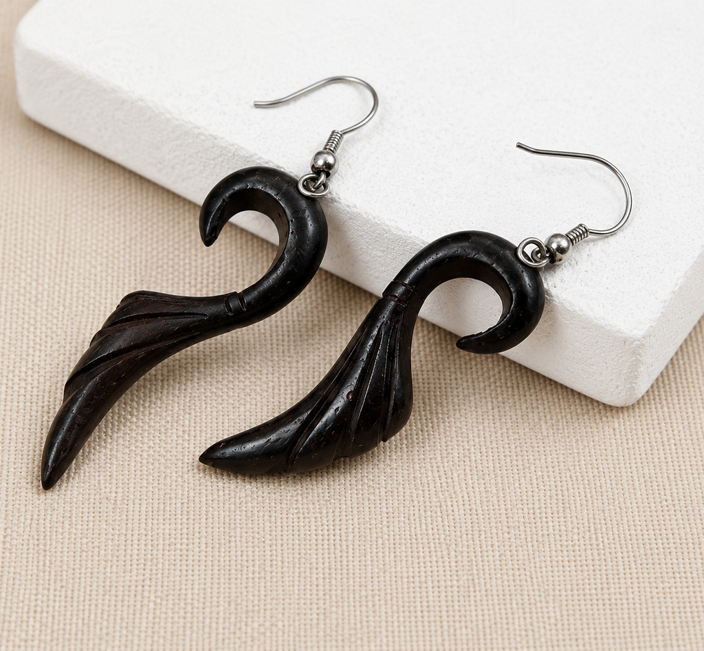 Handcarved Wooden Earrings
