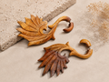 Handcrafted Wooden Feather Wing Ear Gauge Earrings