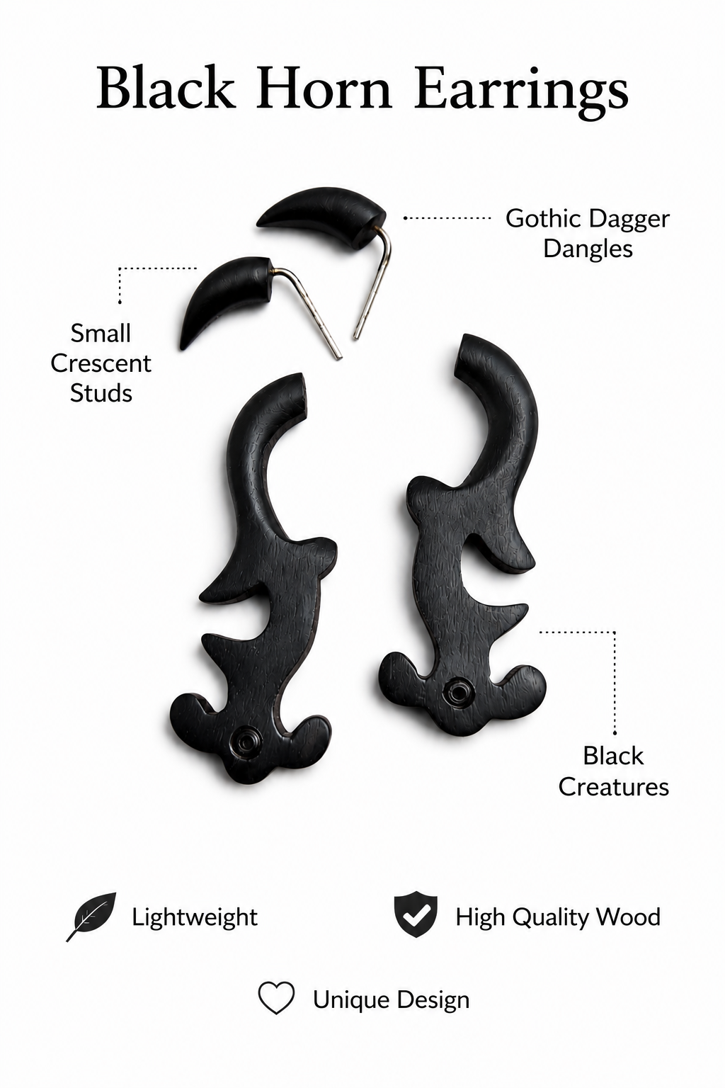 Black Horn Earrings 🖤