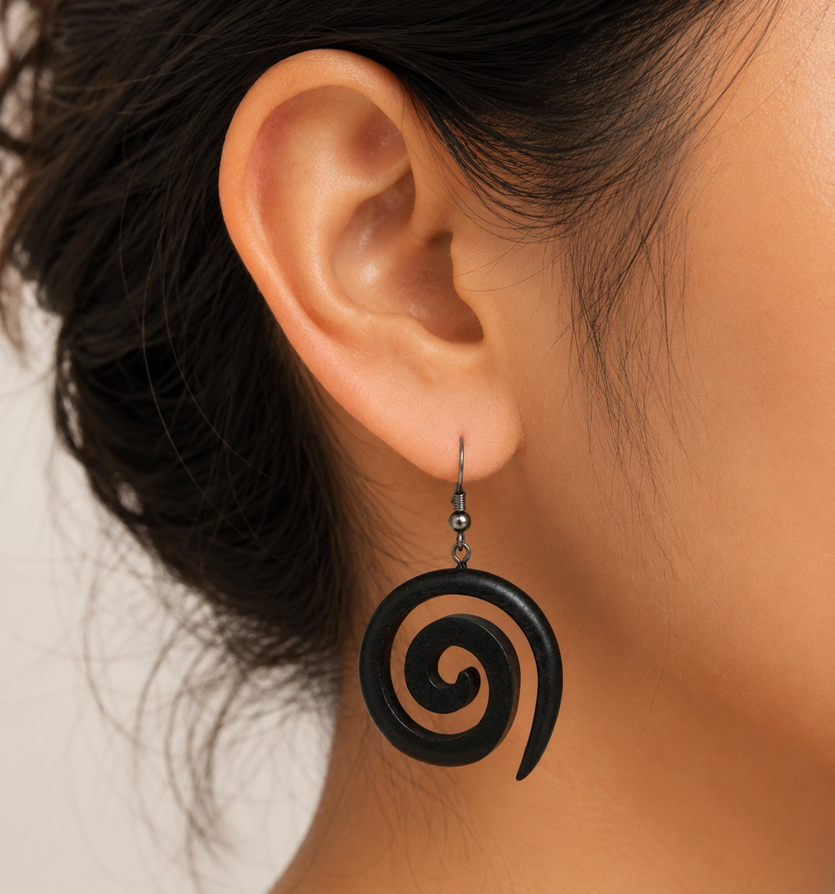 Handcrafted Wooden Spiral Earrings 🖤🌿