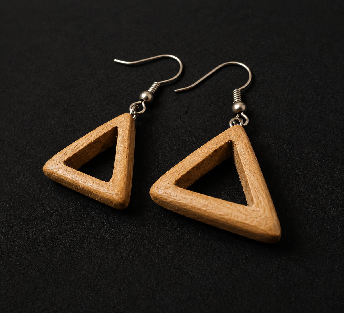 Wooden Triangle Drop Earrings
