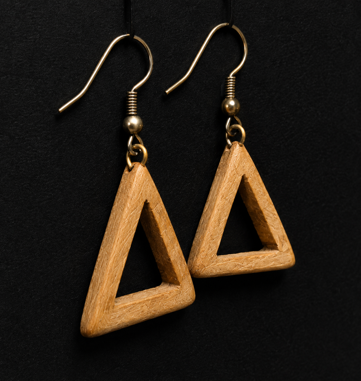 Wooden Triangle Drop Earrings