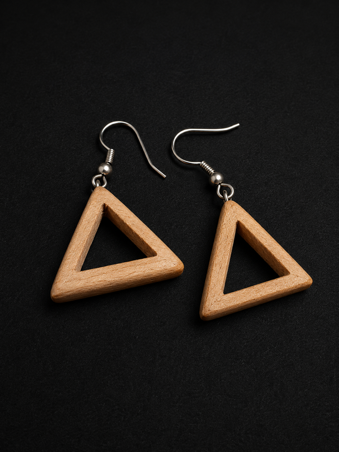 Wooden Triangle Drop Earrings