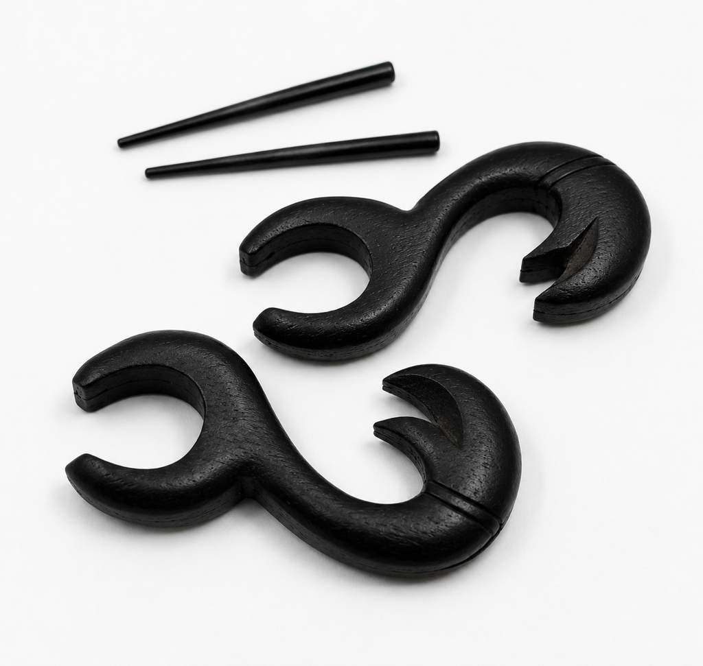 Black Tribal Spiral Hook Earrings