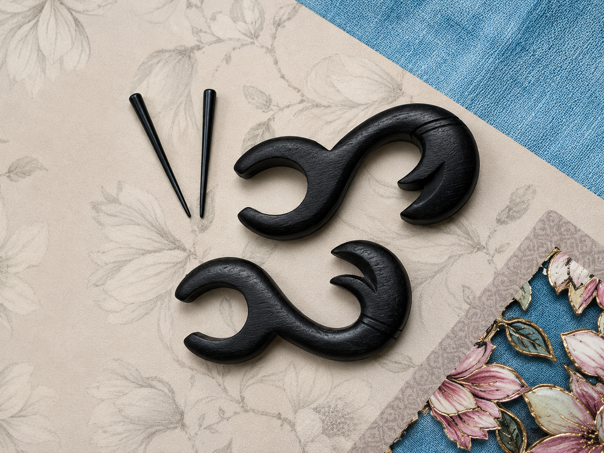 Black Tribal Spiral Hook Earrings