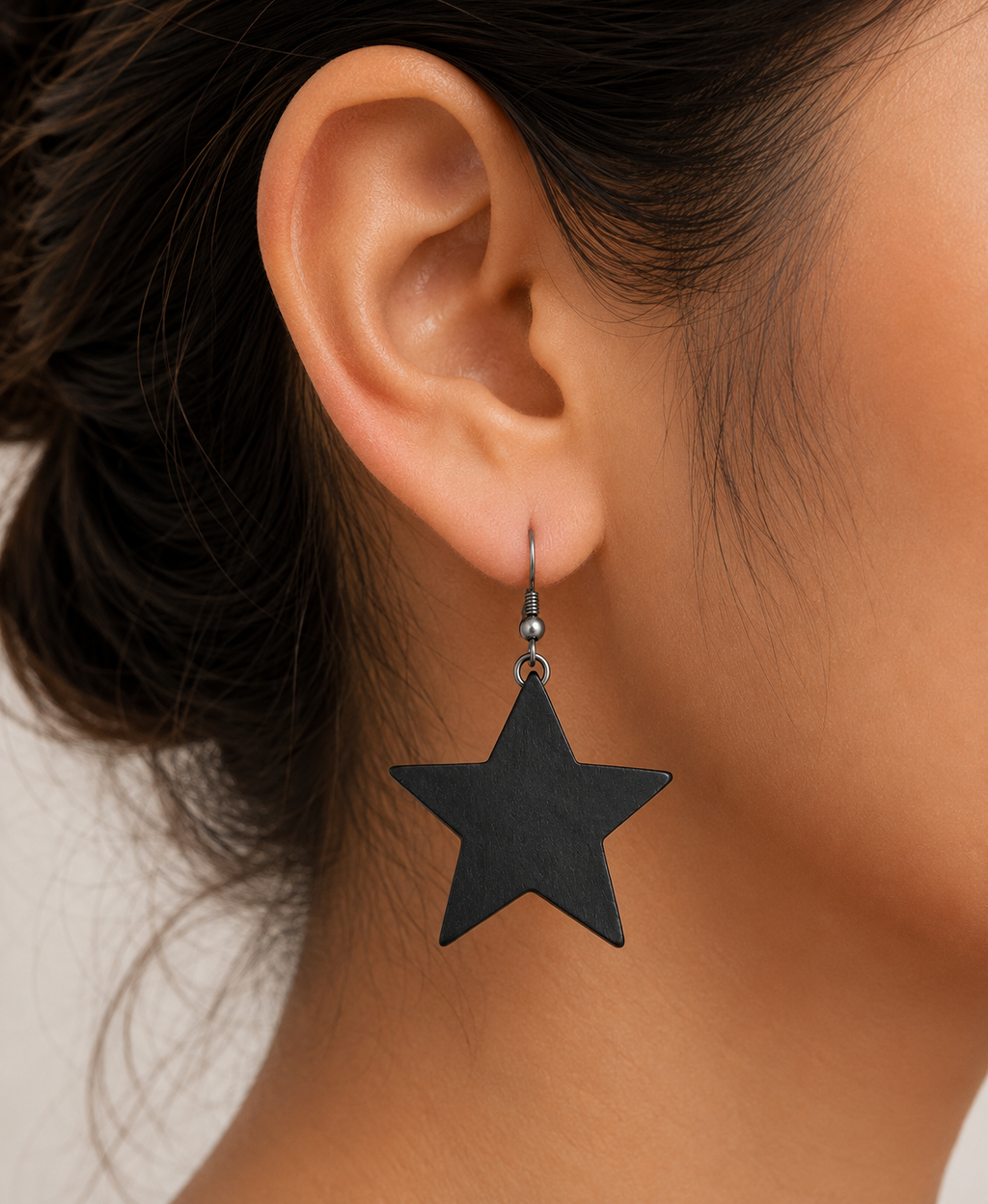 Black Star Wooden Earrings