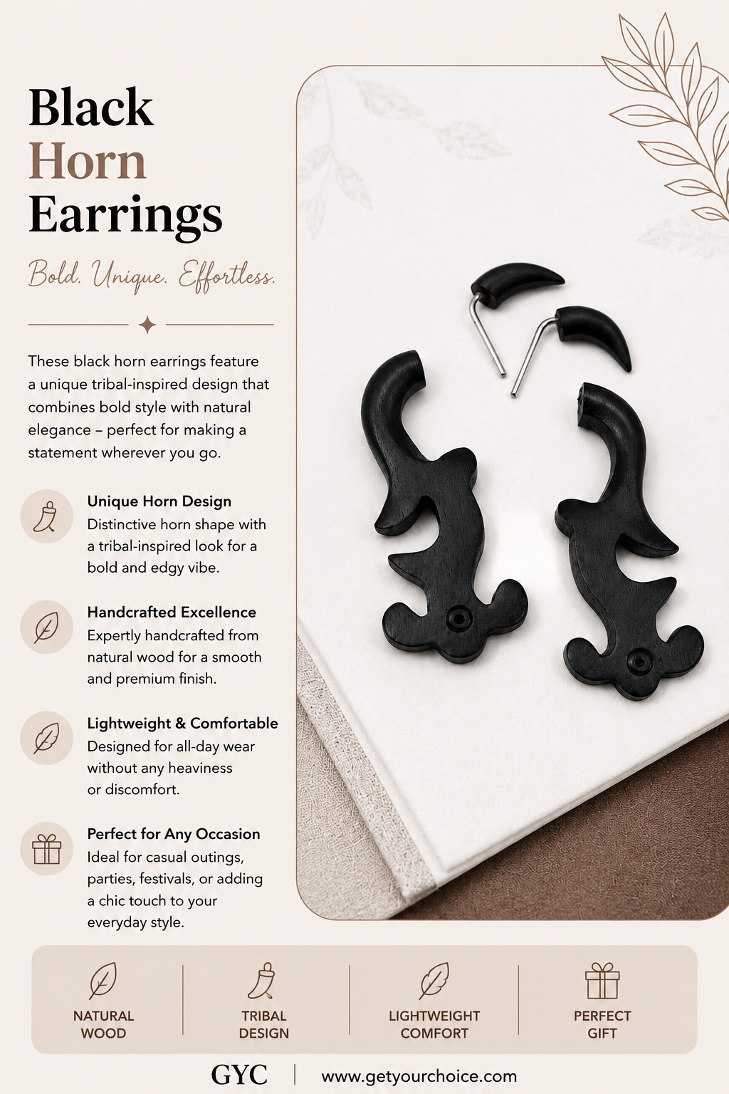 Black Horn Earrings 🖤