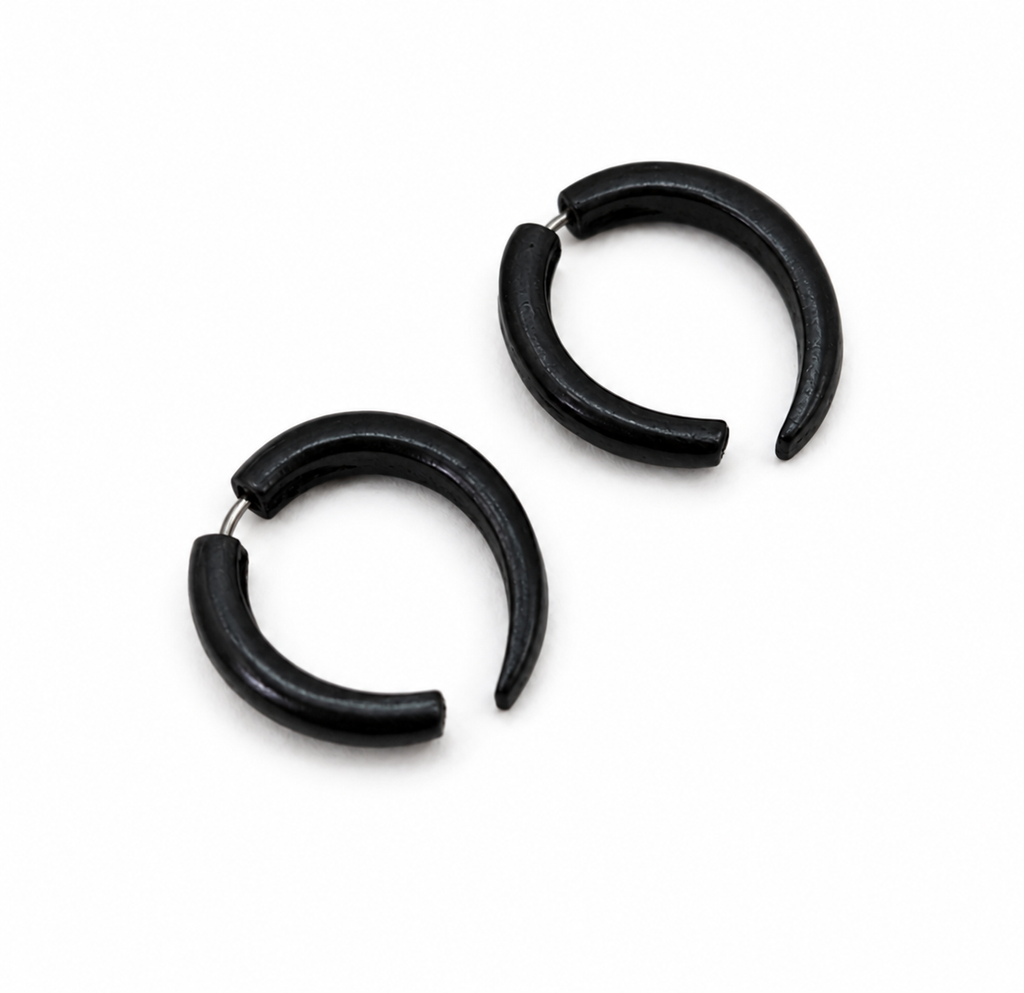 Black Crescent Hoop Earrings