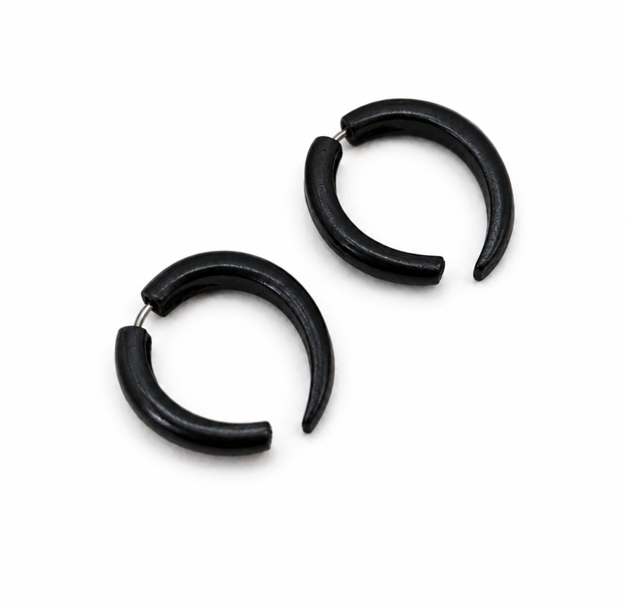 Black Crescent Hoop Earrings