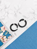 Black Crescent Hoop Earrings