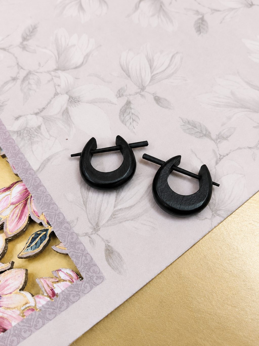 Handcrafted Black Wooden Tribal Ear Hangers for Men & Women