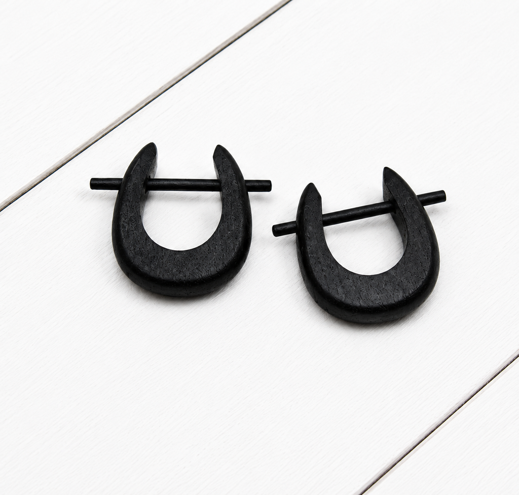 Handcrafted Black Wooden Tribal Ear Hangers for Men & Women