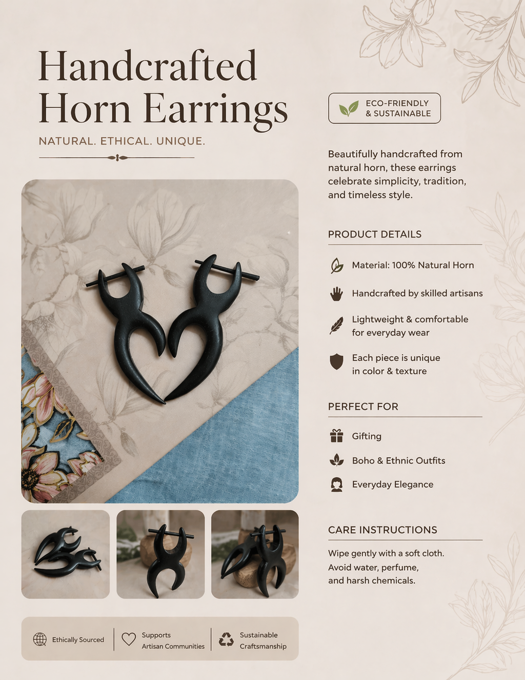 Black Horn Tribal Earrings 🖤