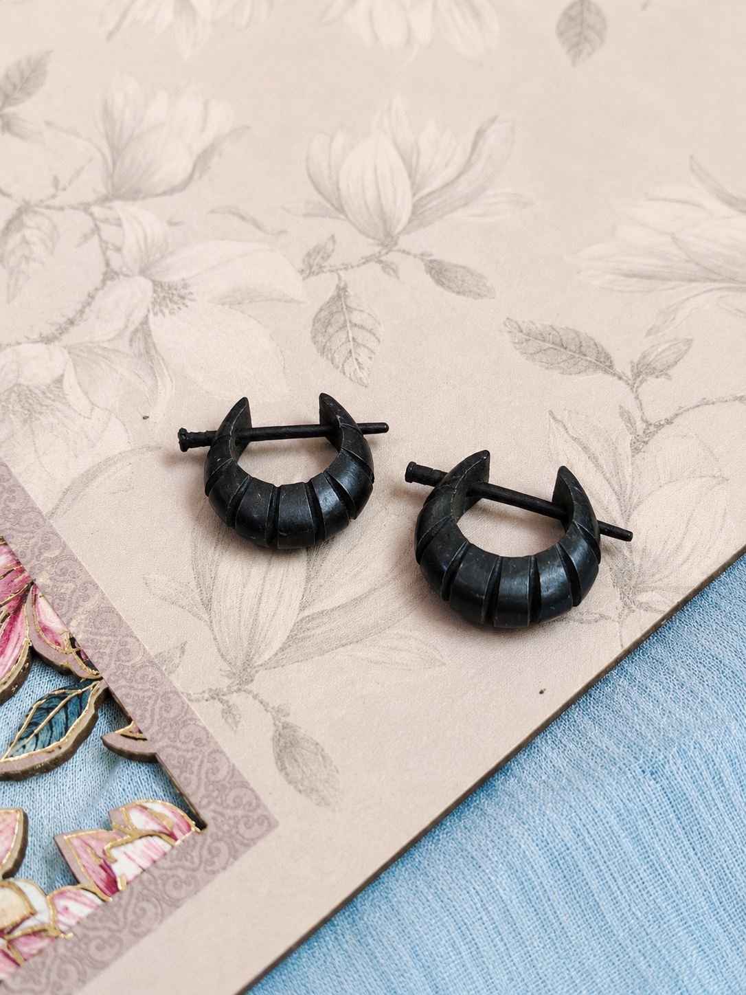 Oxidized Black Hoop Earrings