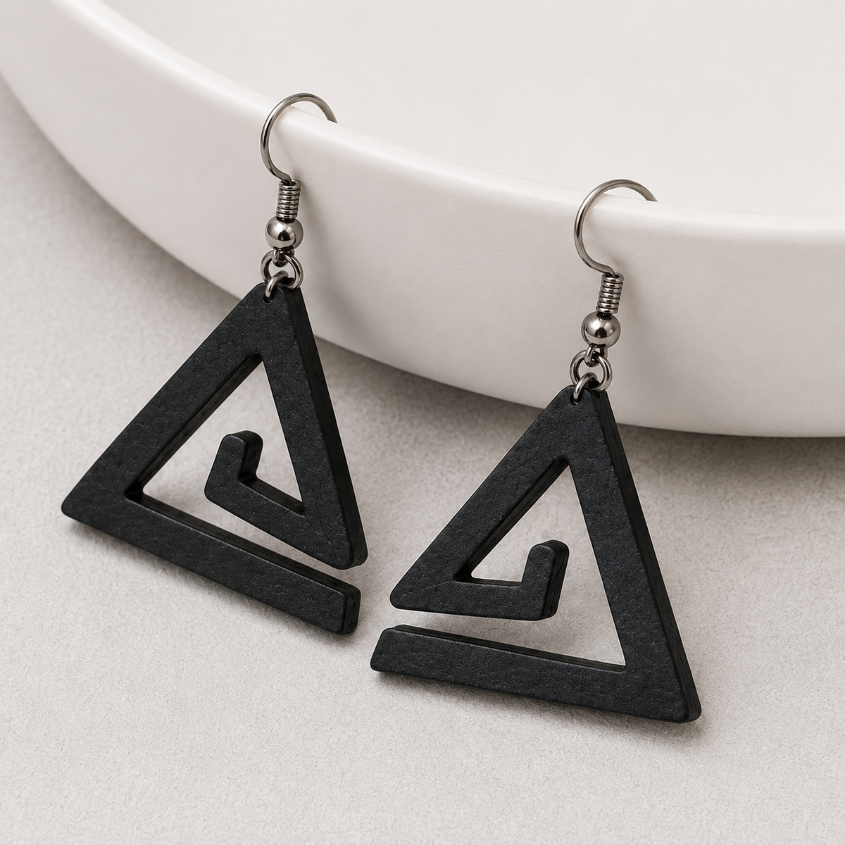 Geometric Triangle Wooden Earrings