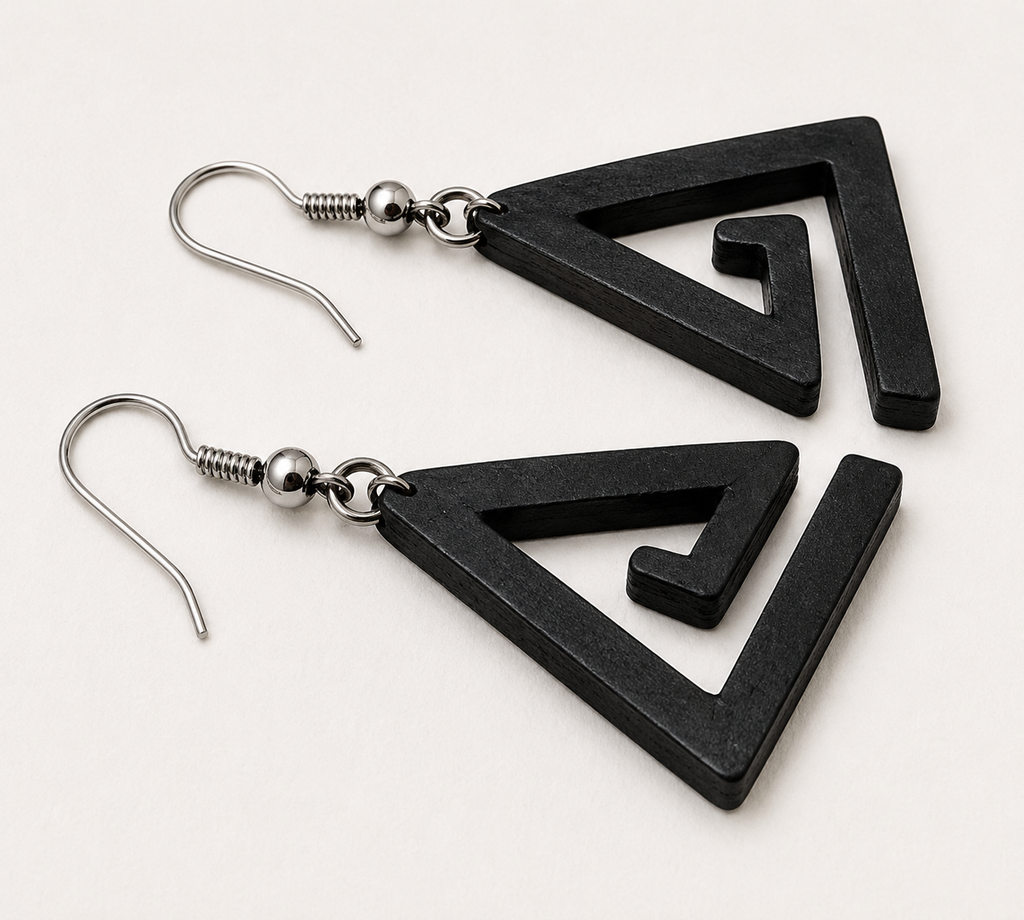 Geometric Triangle Wooden Earrings