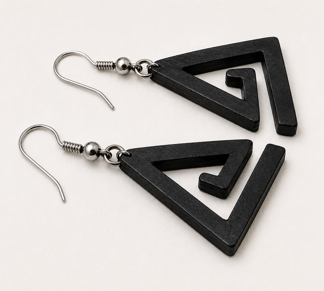 Geometric Triangle Wooden Earrings