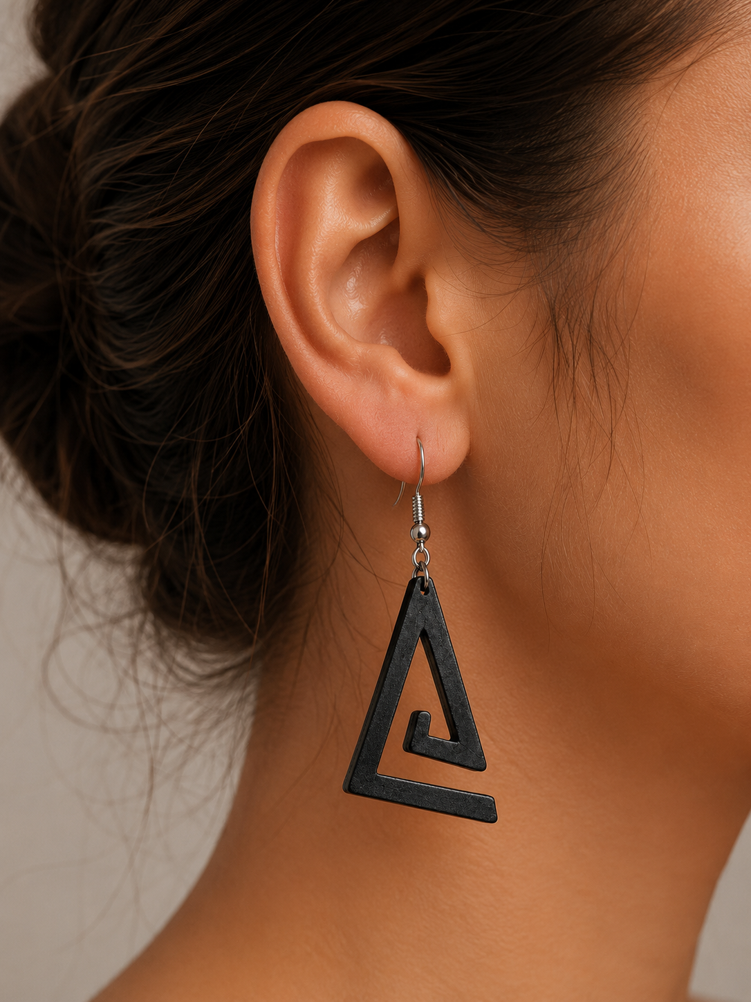 Geometric Triangle Wooden Earrings