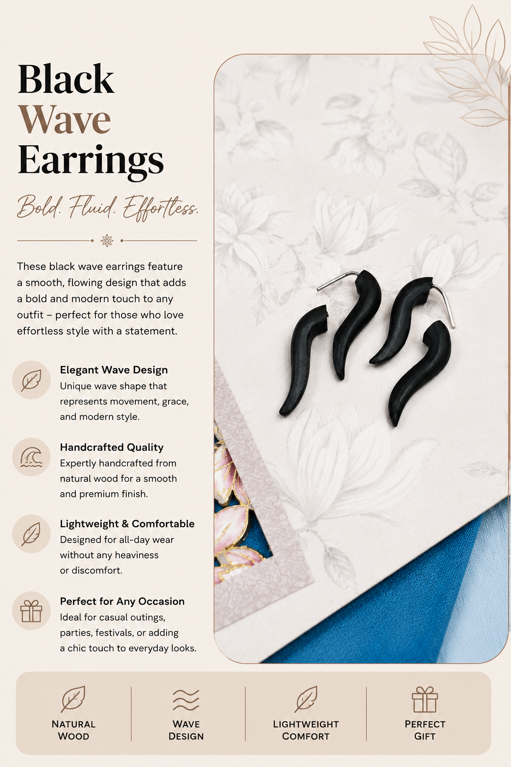 Black Wave Earrings