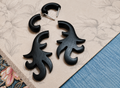 Midnight Tribal Wooden Ear Hangers | Handmade Black Gauged Earrings